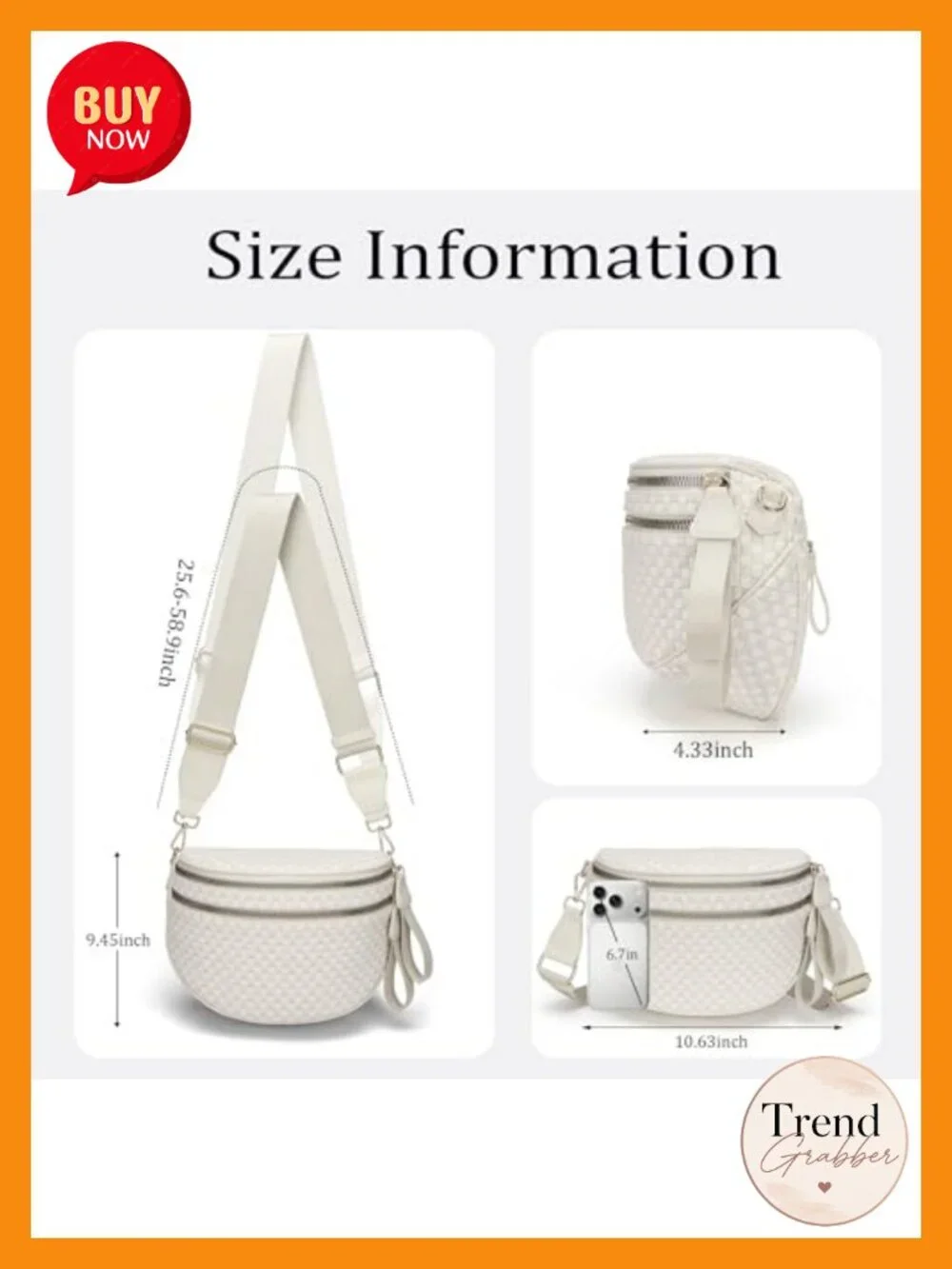 Woven Vegan Leather Crossbody Bag Sling Waist Bag Adjustable Strap